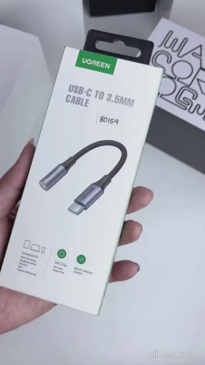 Adaptador UGREEN, USB-C hembra a 3.5 mm, 10 cm, solo análogo gris AV142