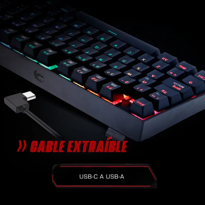 Teclado mecánico gamer Redragon Kumara K552HE Cableado Español Black - Magnetic Switch
