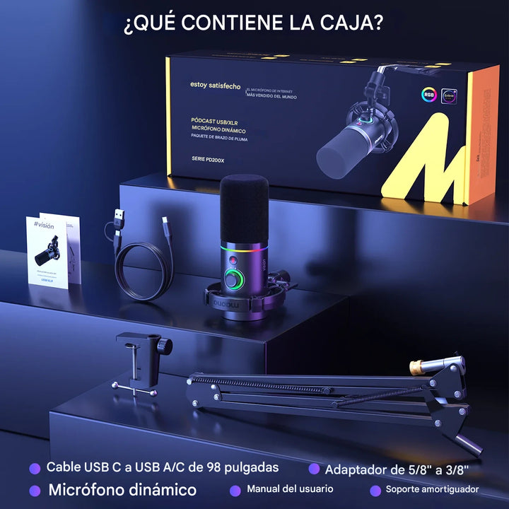 Micrófono Maono PS200XS USB/XLR, dinámico, para podcast y streaming - Achorao