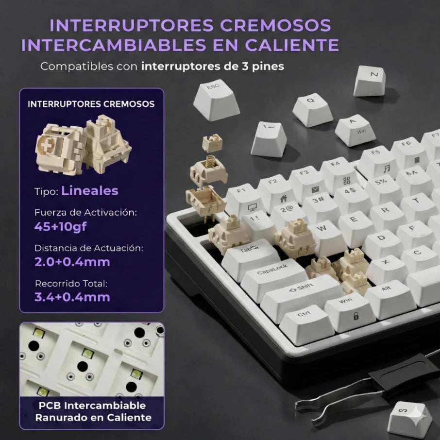 Teclado gamer mecánico Royal Kludge RK X87, cableado - Achorao