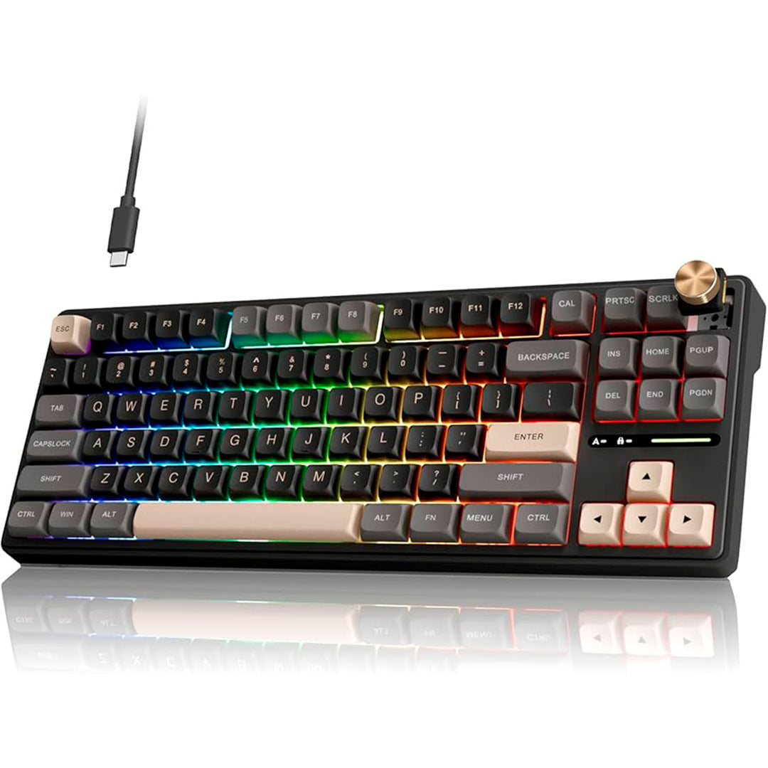 Teclado Gamer Mecánico TKL Creamy Switch Royal Kludge RK R87 Pro Phantom, Cableado - Achorao