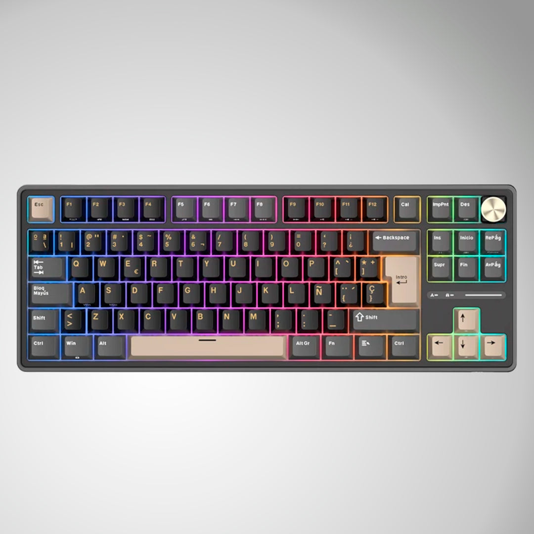 Teclado Gamer Mecánico TKL Creamy Switch Royal Kludge RK R87 Pro Phantom, Cableado - Achorao
