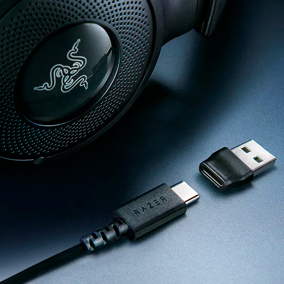 Audífono con micrófono razer Kraken V4 X USB-C/adaptador USB-A Chroma black - Achorao