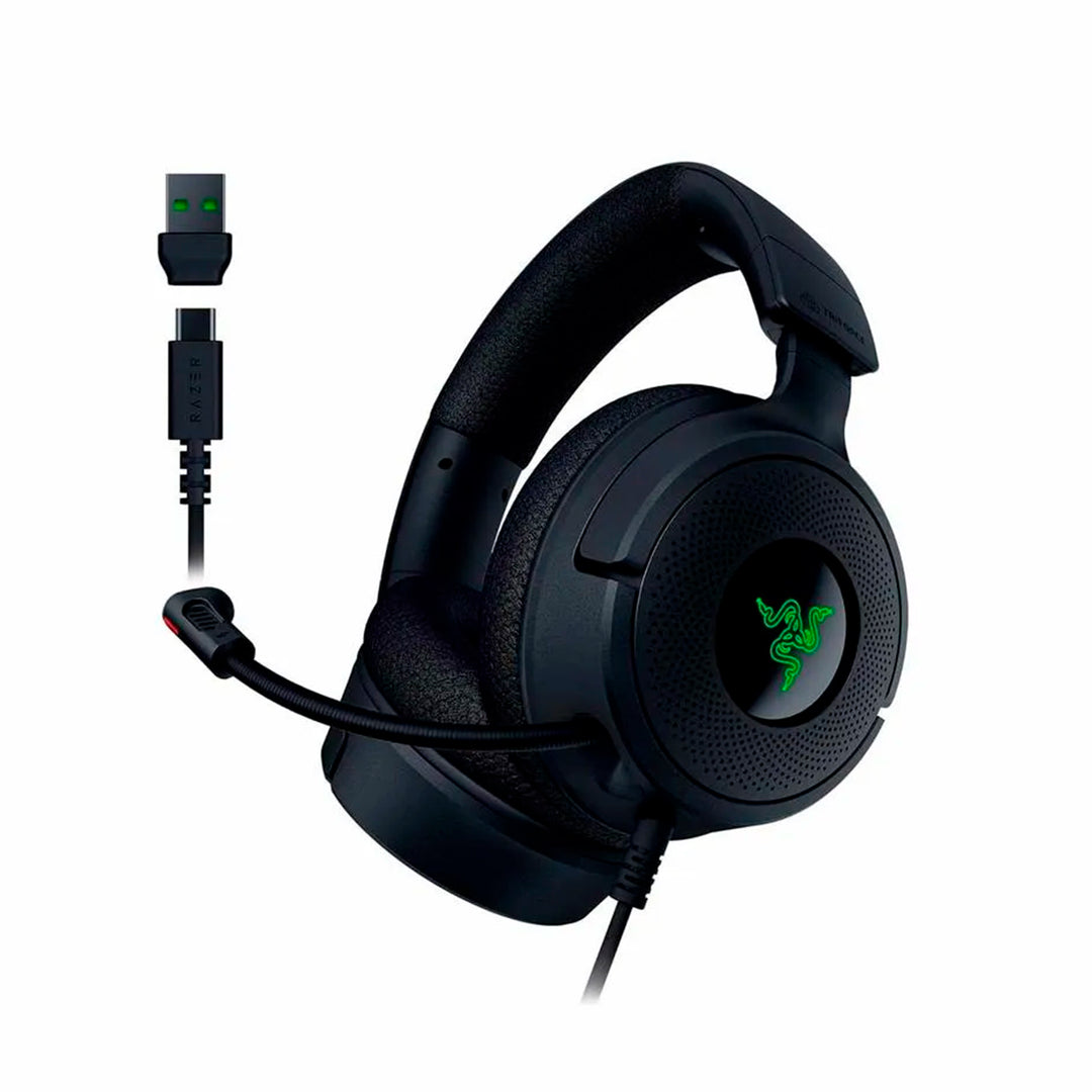 Audífono con micrófono razer Kraken V4 X USB-C/adaptador USB-A Chroma black - Achorao