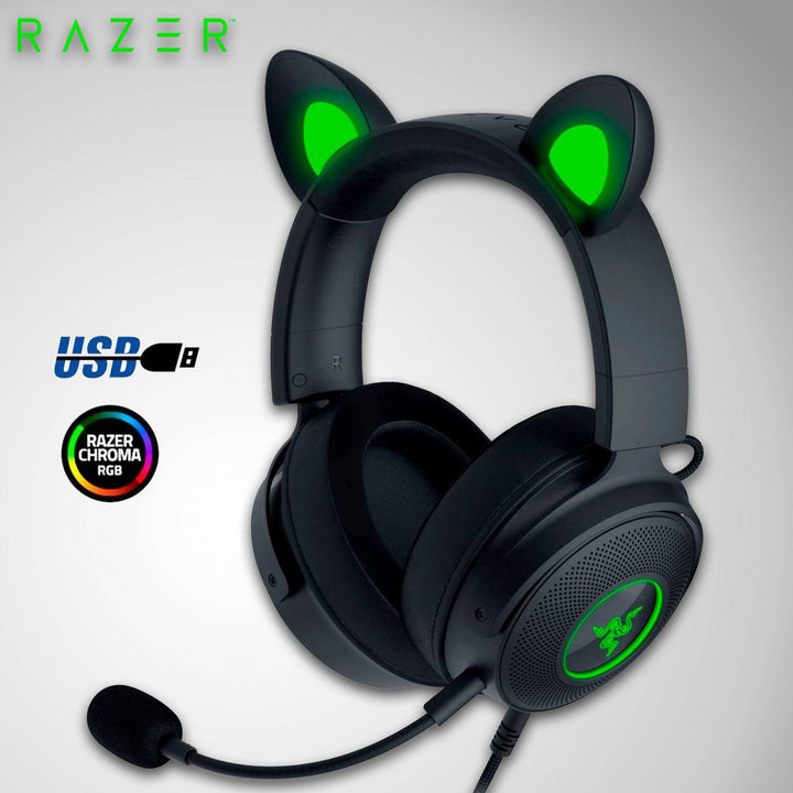 Audífonos c/micro Kraken Kitty V2 Pro Chroma Razer Usb con orejas intercambiables - Achorao