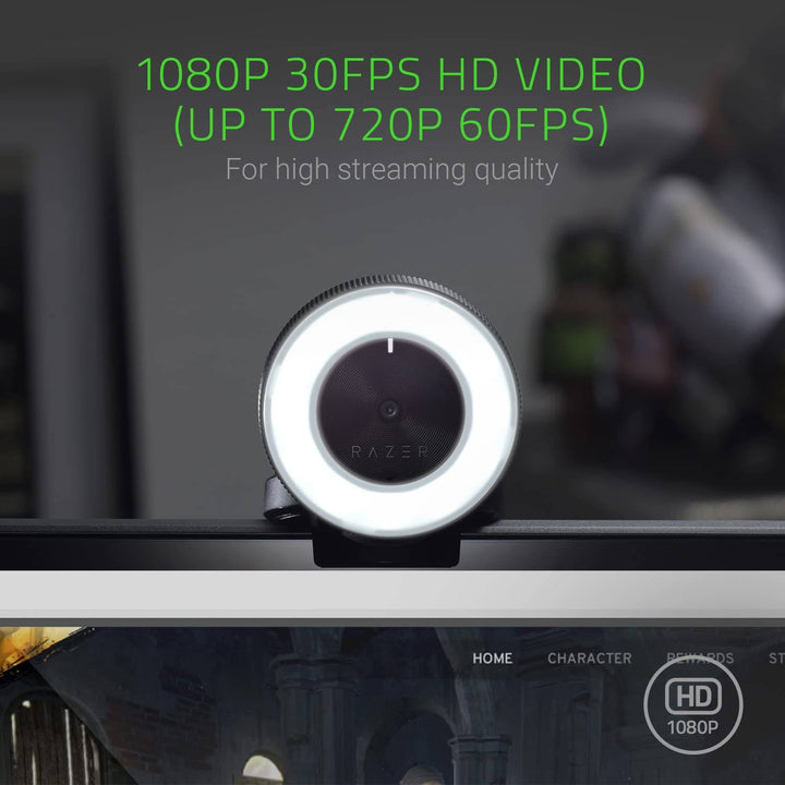 Camara Web Razer Kiyo c/Luces Led Ring Full HD 1080p USB - Achorao