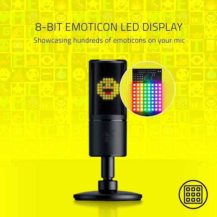 Micrófono Razer Seiren Emote USB c/ Pantalla Led Emoji Streaming - Achorao