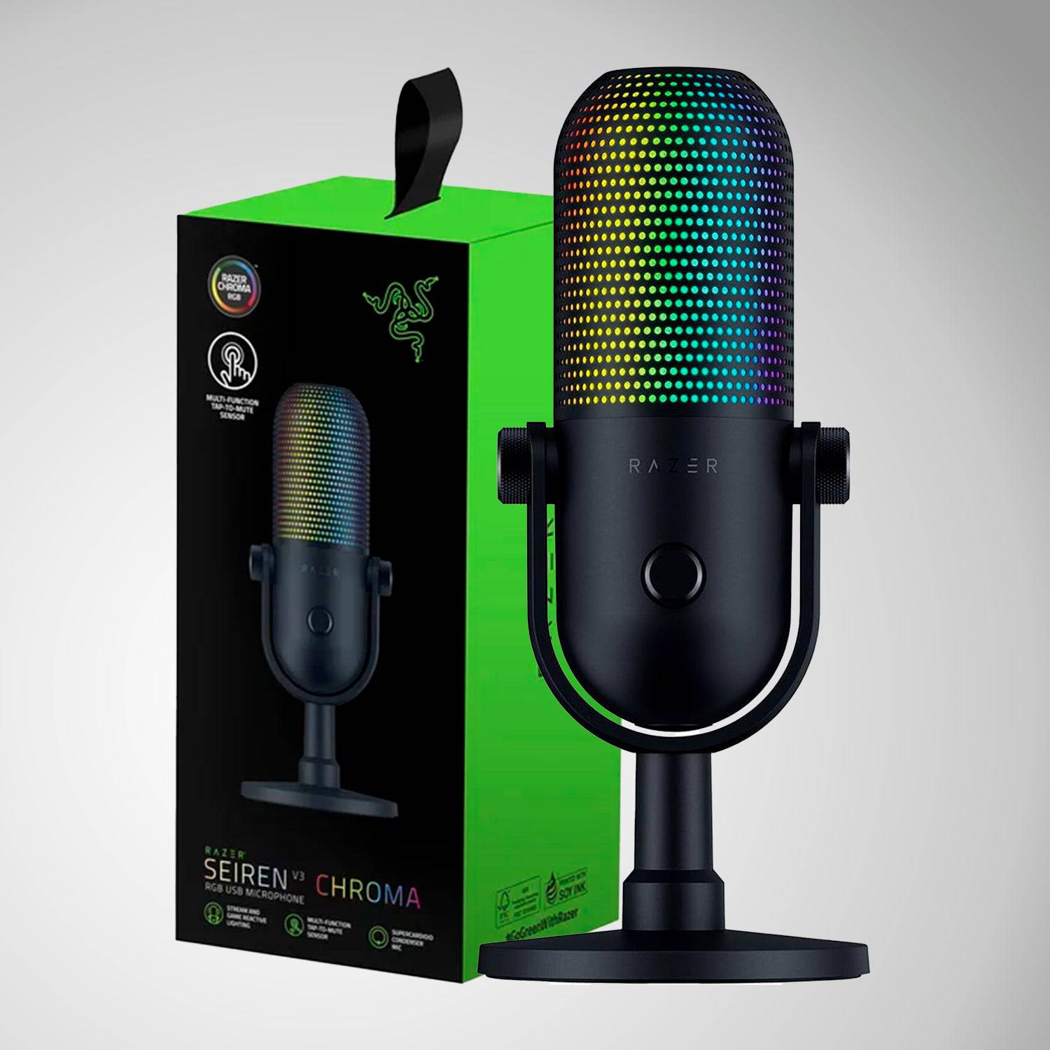 Micrófono Razer Seiren V3 Chroma USB Streaming Supercardioide c/n