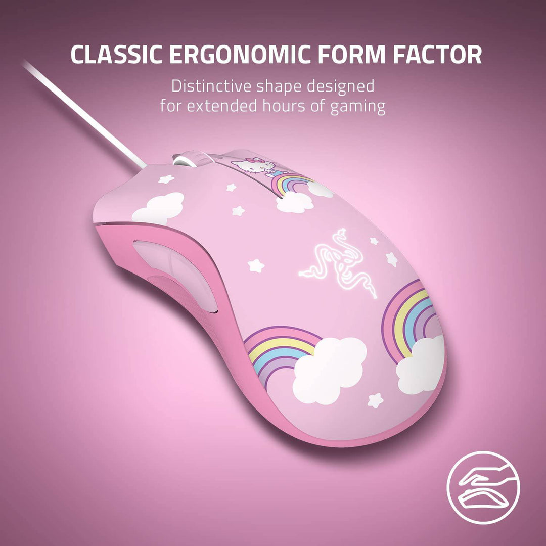 Mouse Deathadder Essential + Pad Goliathus Rosa Pack Edición Hello Kitty - Achorao