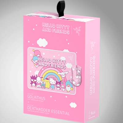 Mouse Deathadder Essential + Pad Goliathus Rosa Pack Edición Hello Kitty - Achorao