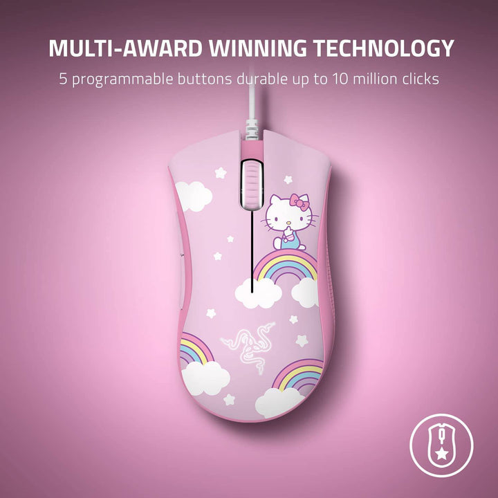 Mouse Deathadder Essential + Pad Goliathus Rosa Pack Edición Hello Kitty - Achorao