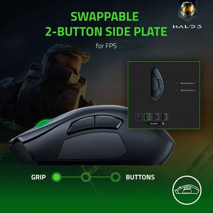 Mouse Razer Naga Pro Inalambrico Hyperspeed Focus+ Chroma Black - Achorao