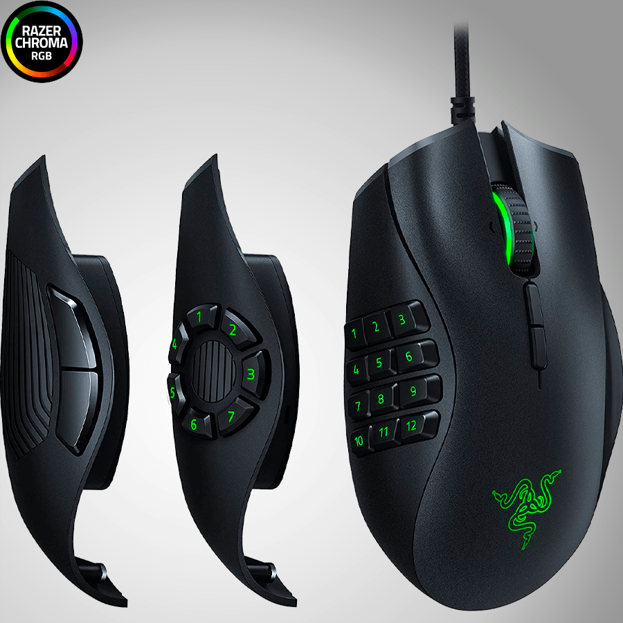 Mouse Razer Naga Trinity 16K DPI MMO MOBA Chroma Lateral Custom - Achorao