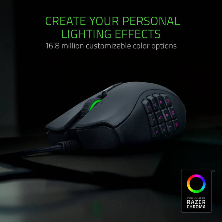 Mouse Razer Naga Trinity 16K DPI MMO MOBA Chroma Lateral Custom - Achorao