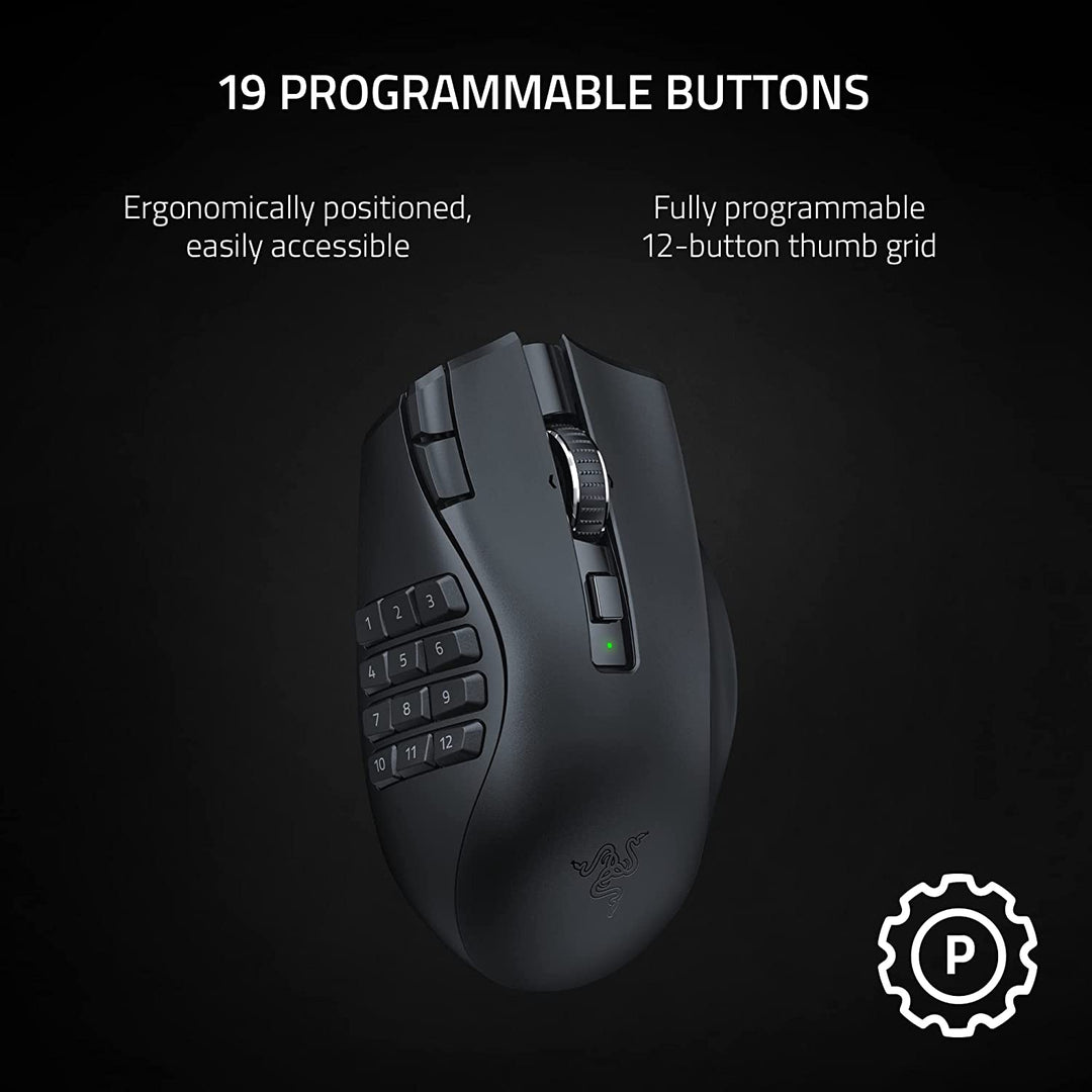 MOUSE RAZER NAGA V2 MMO 30K DPI 19 BOTONES HYPERSPEED WIRELESS - Achorao