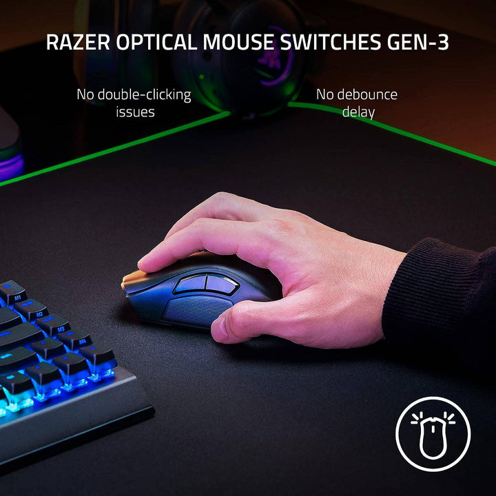 Mouse Razer Naga V2 Pro 30k dpi multi-dispositivo 150h wireless / Bt/ usb-c - Achorao
