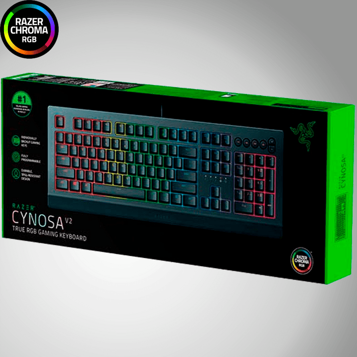 Teclado Razer Cynosa V2 Membrane Botones Media Chroma(P163B) - Achorao