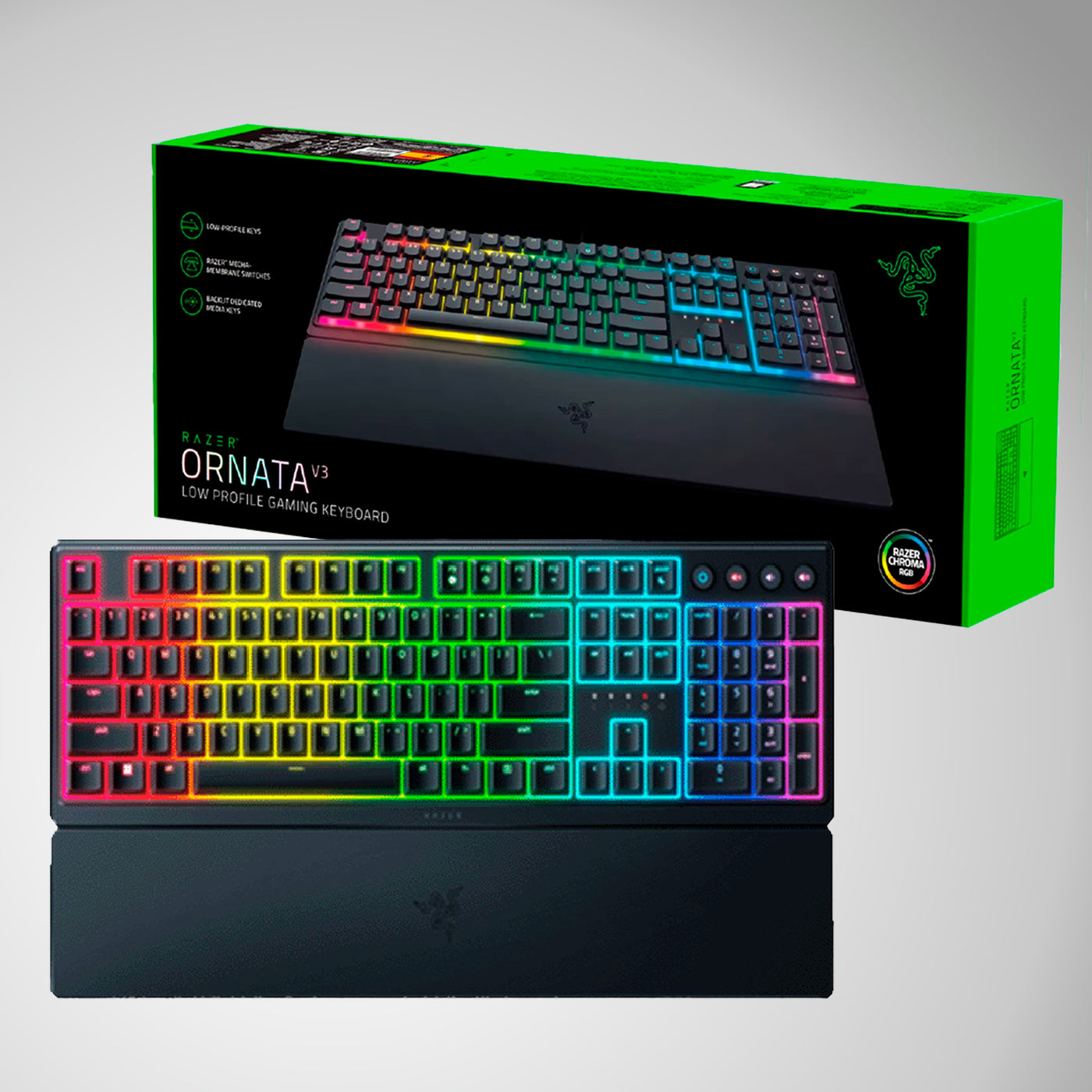 Teclado Razer Ornata V3 Mecha-Membrana Switches LOW PROFILE SP CHROMA NEGRO - Achorao