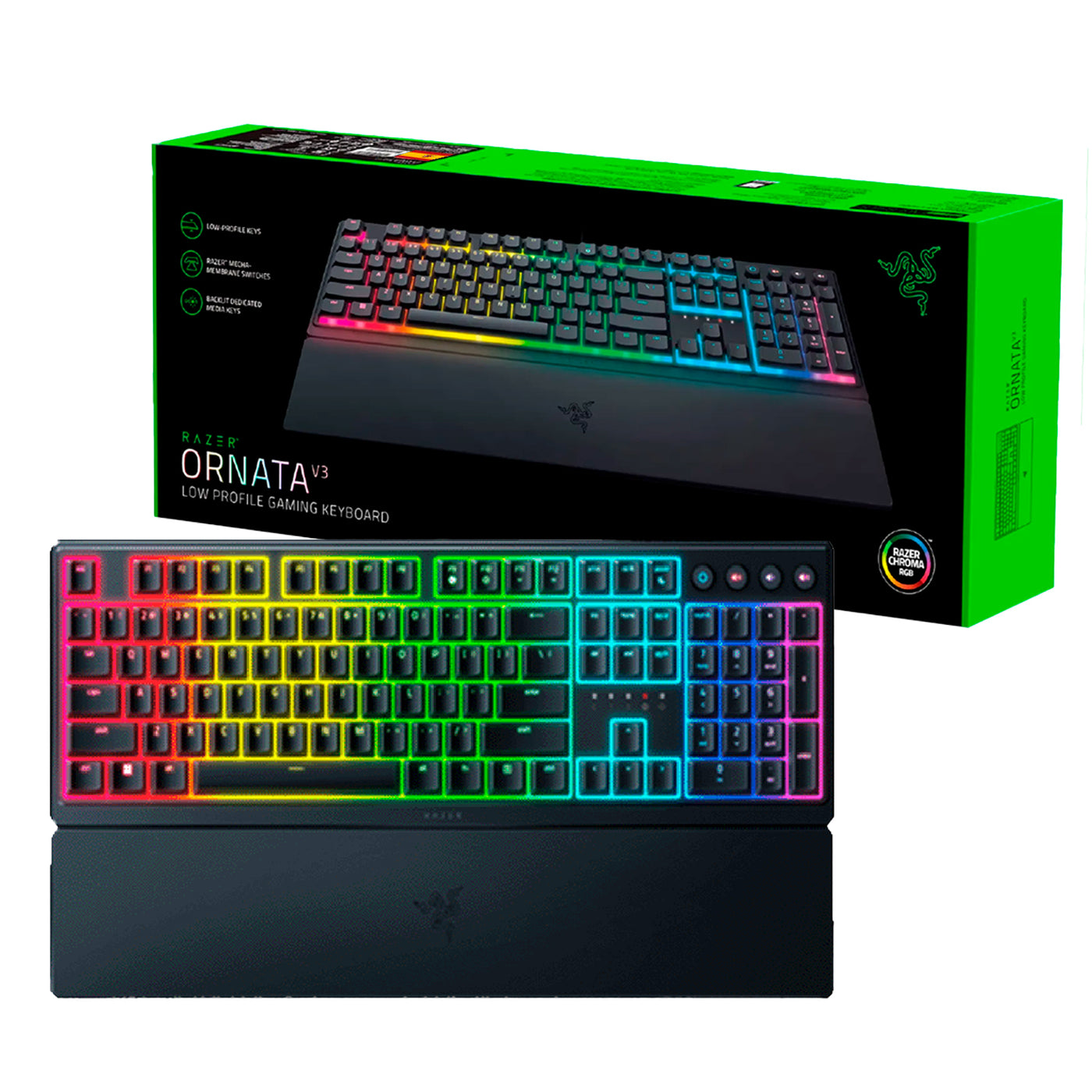 Teclado Razer Ornata V3 Mecha-Membrana Switches LOW PROFILE SP CHROMA NEGRO - Achorao