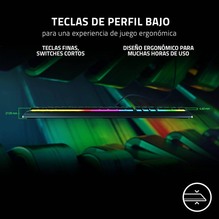 Teclado Razer Ornata V3 Mecha-Membrana Switches US Low Profile Chroma (P163B) - Achorao