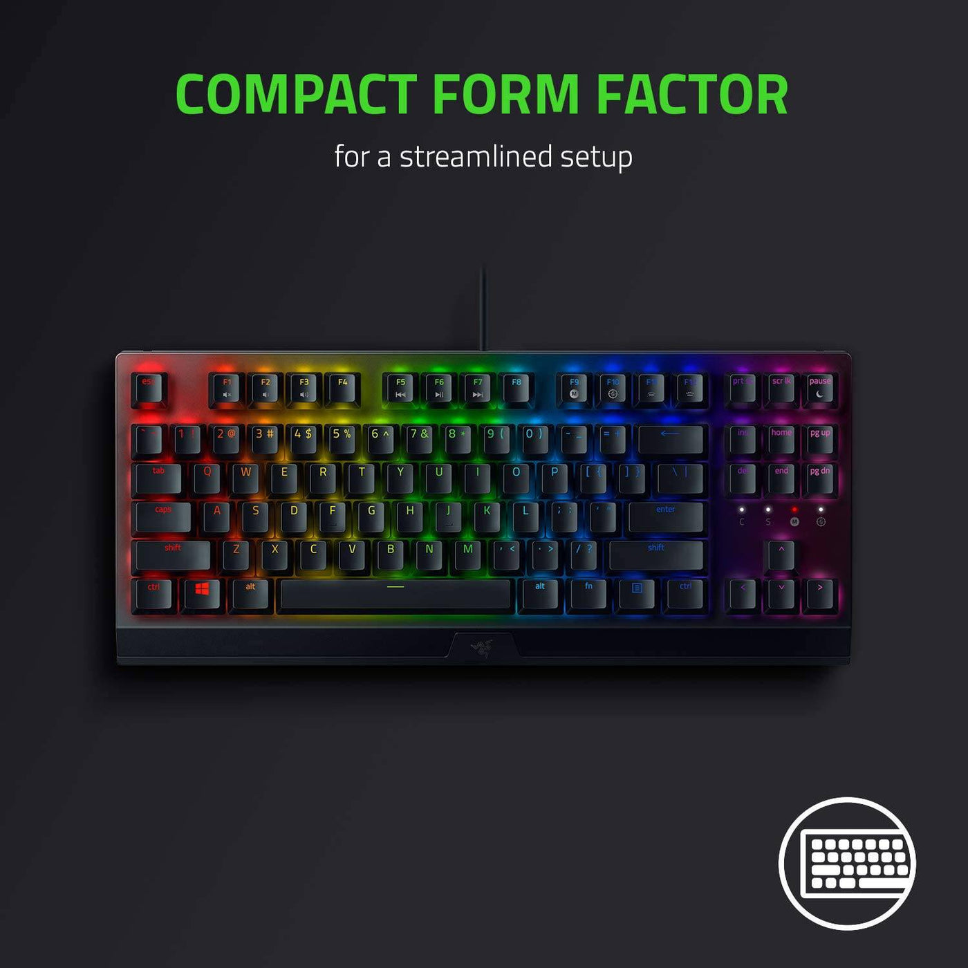 Teclado Sp  Razer Blackwidow V3 TKL RGB Mecánico Chroma green switch(P163B) - Achorao
