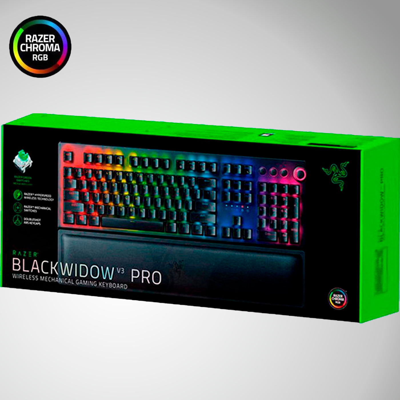 Teclado US Razer Blackwidow V3 Pro RGB inalámbrico Green Switch(P163B) - Achorao