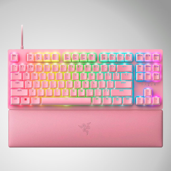 Teclado US Razer Huntsman V2 TKL Opto Mechanical Red Switch Chroma Quartz - Achorao