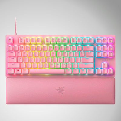 Teclado US Razer Huntsman V2 TKL Opto Mechanical Red Switch Chroma Quartz - Achorao