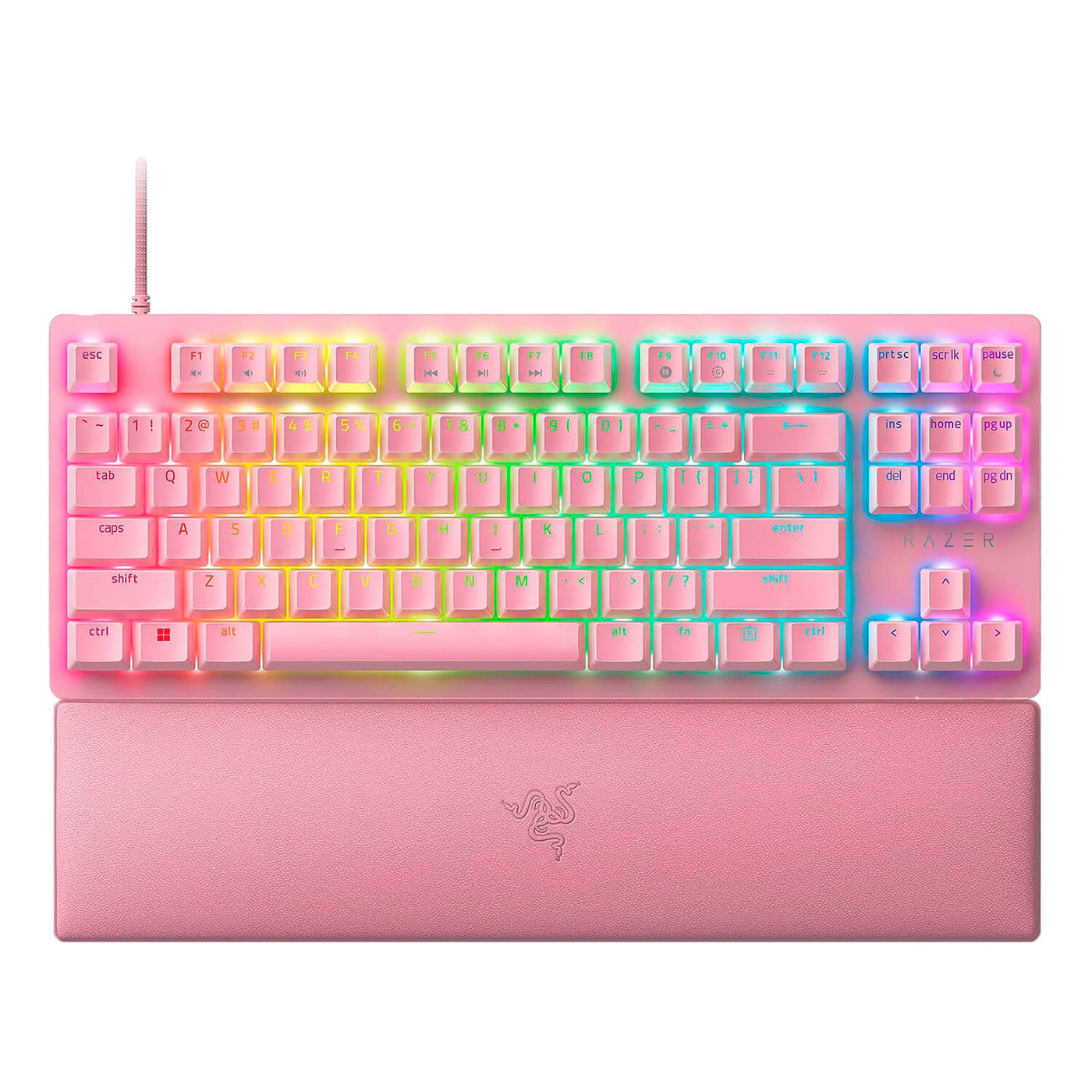 Teclado US Razer Huntsman V2 TKL Opto Mechanical Red Switch Chroma Quartz - Achorao