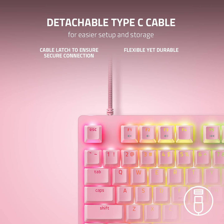 Teclado US Razer Huntsman V2 TKL Opto Mechanical Red Switch Chroma Quartz - Achorao