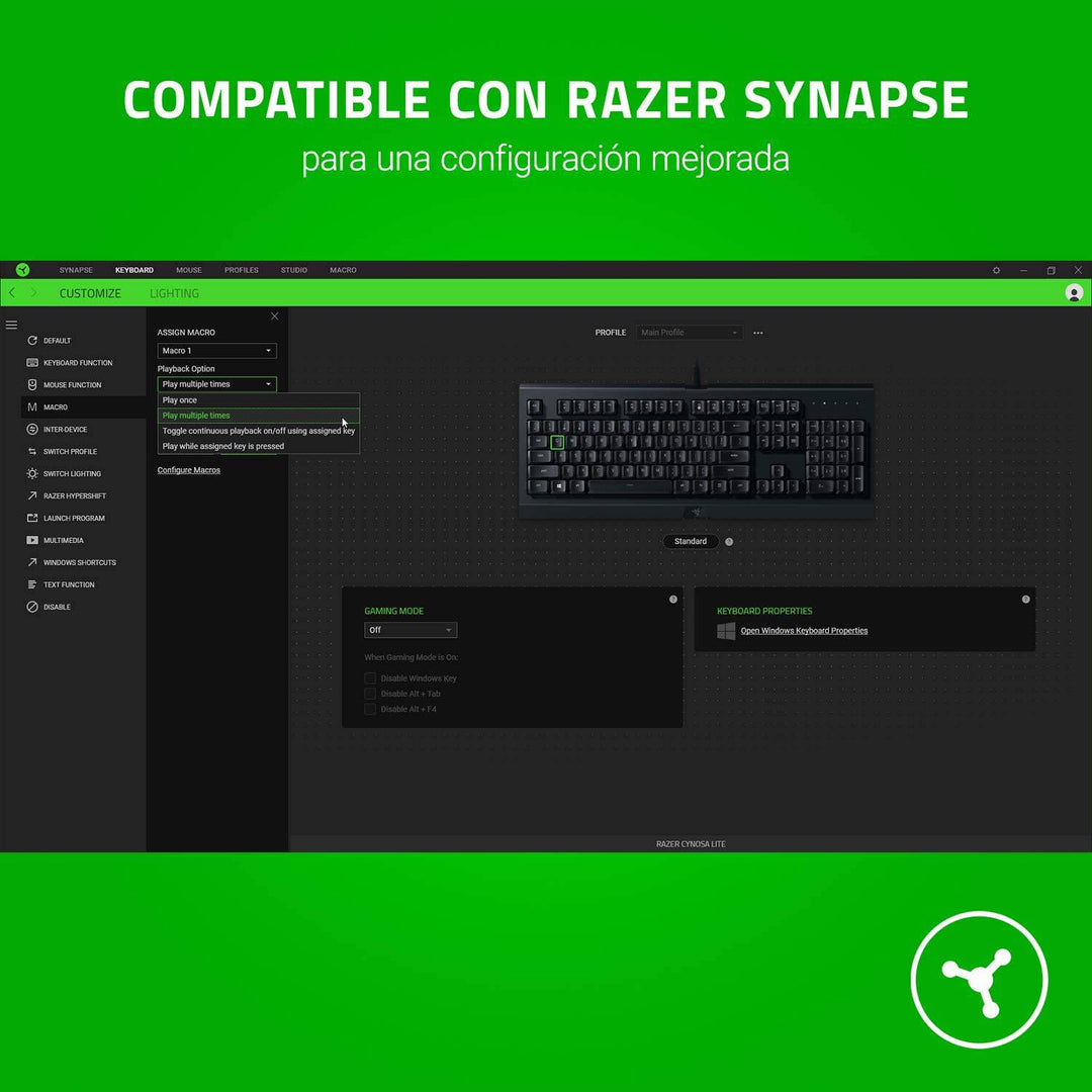 Teclado Razer Cynosa Lite Essential Resistente Derrames(P163B) - Achorao