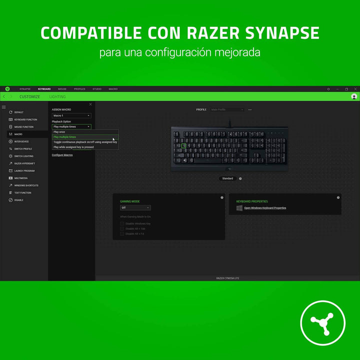 Teclado Razer Cynosa Lite Essential Resistente Derrames(P163B) - Achorao