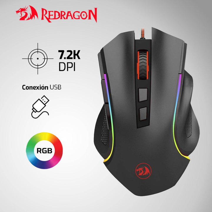 Mouse Redragon Griffin M607 USB 7200 DPI RGB - Achorao