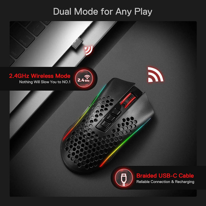 Mouse Redragon STORM PRO M808-KS Wireless RGB - Achorao