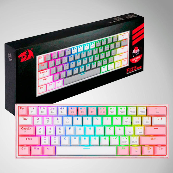 Teclado mecánico Redragon Fizz Pro K616 RGB Wireless, Español WHITE/PINK - Achorao