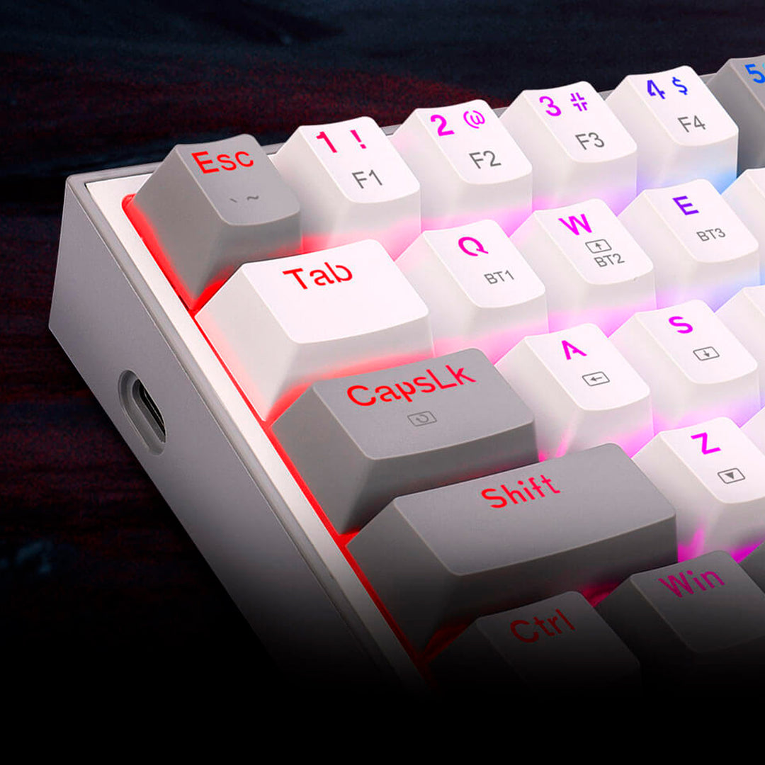 Teclado mecánico Redragon Fizz Pro K616 RGB Wireless, Español WHITE/PINK - Achorao