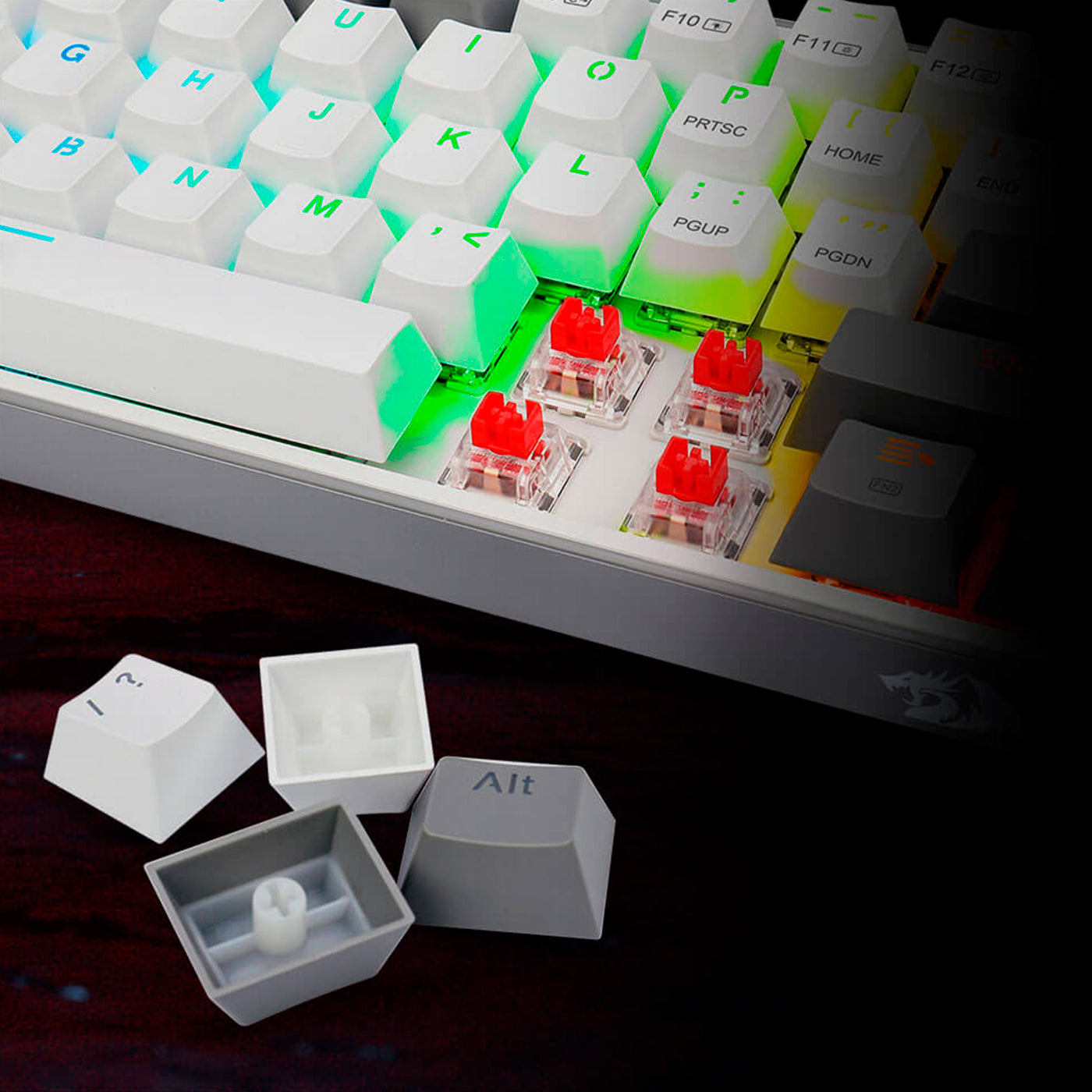 Teclado mecánico Redragon Fizz Pro K616 RGB Wireless, Español WHITE/PINK - Achorao