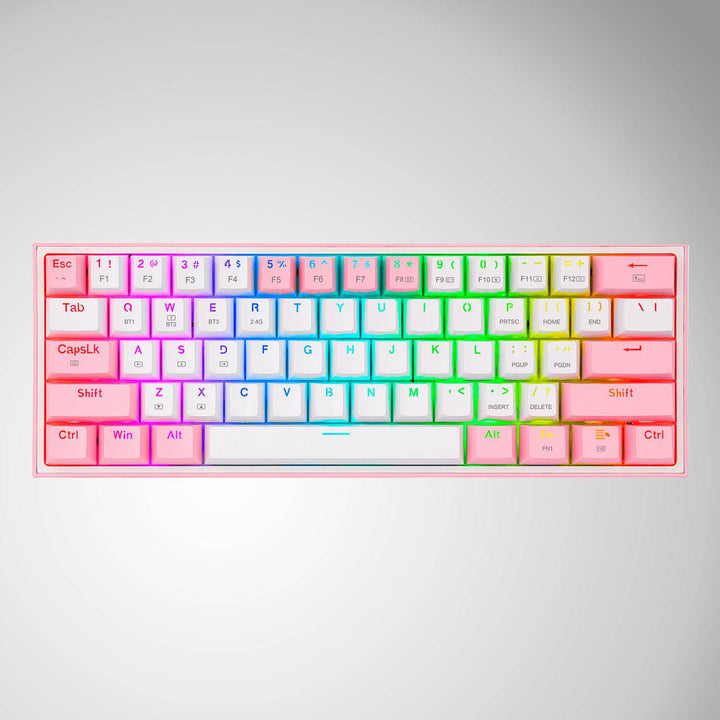 Teclado mecánico Redragon Fizz Pro K616 RGB Wireless, Español WHITE/PINK - Achorao