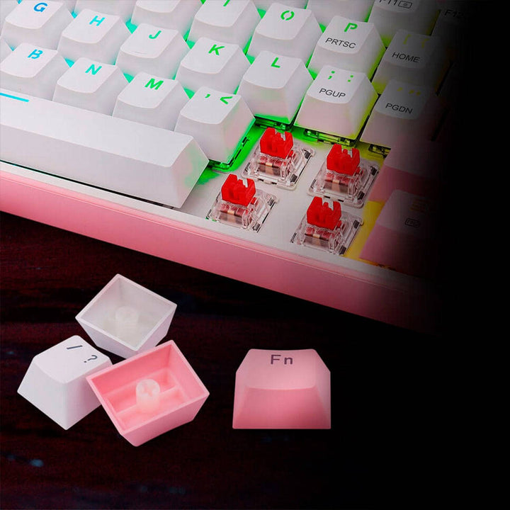 Teclado mecánico Redragon Fizz Pro K616 RGB Wireless, Español WHITE/PINK - Achorao