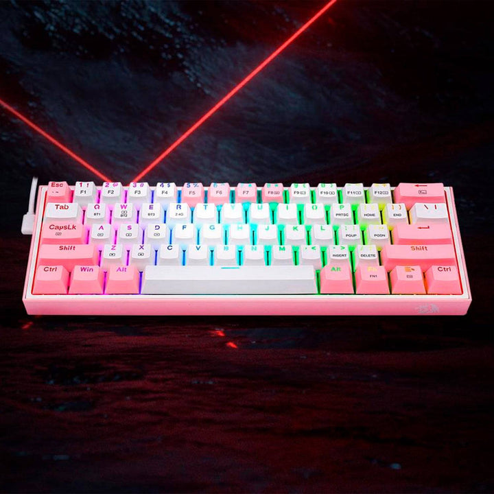 Teclado mecánico Redragon Fizz Pro K616 RGB Wireless, Español WHITE/PINK - Achorao