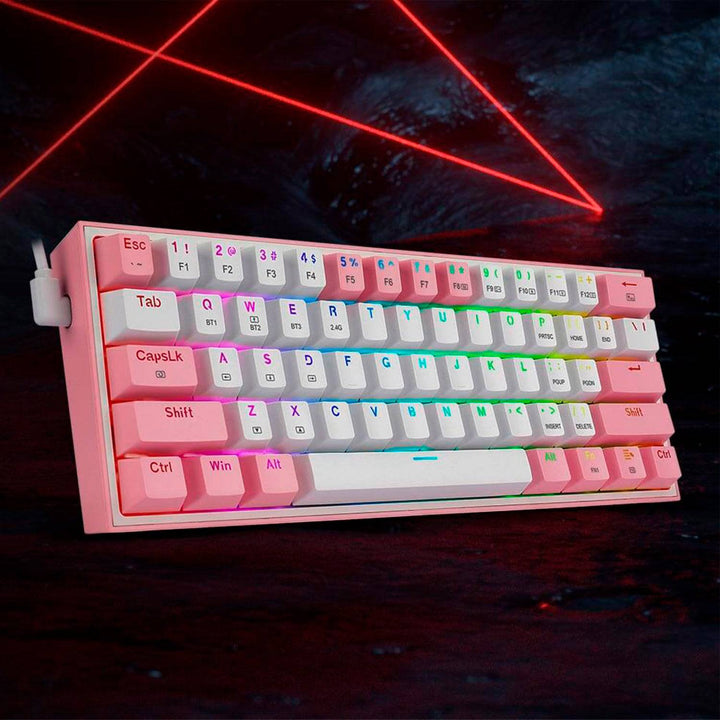 Teclado mecánico Redragon Fizz Pro K616 RGB Wireless, Español WHITE/PINK - Achorao