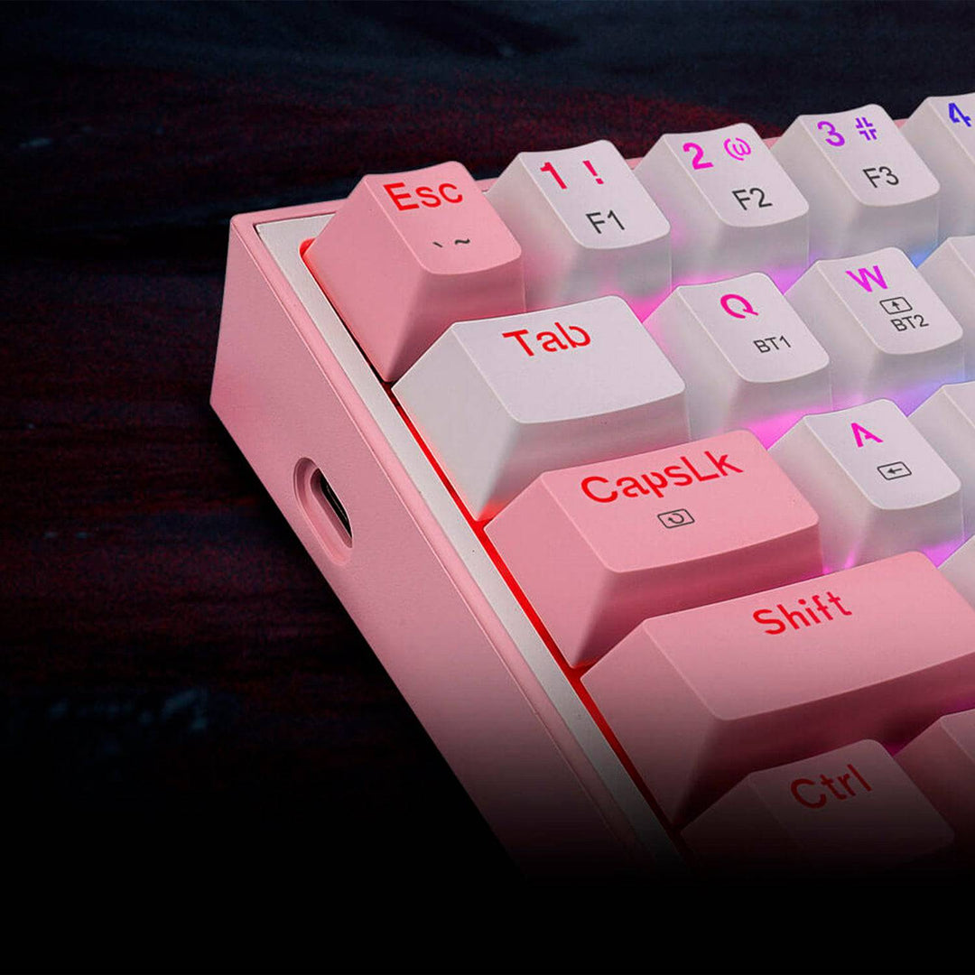 Teclado mecánico Redragon Fizz Pro K616 RGB Wireless, Español WHITE/PINK - Achorao