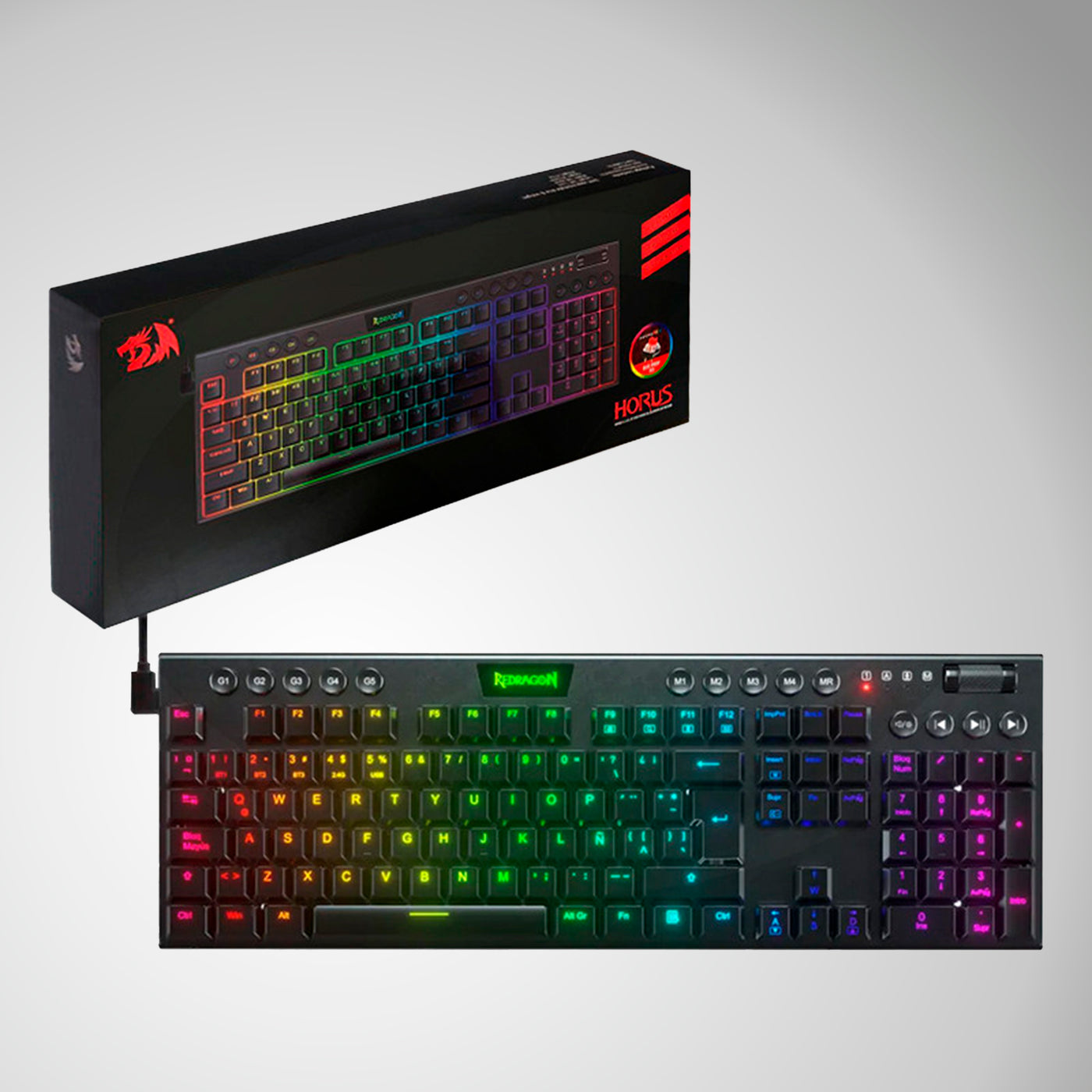 Teclado Mecánico Redragon HORUS FS K619-RGB-SP BLACK CABLEADO - Achorao