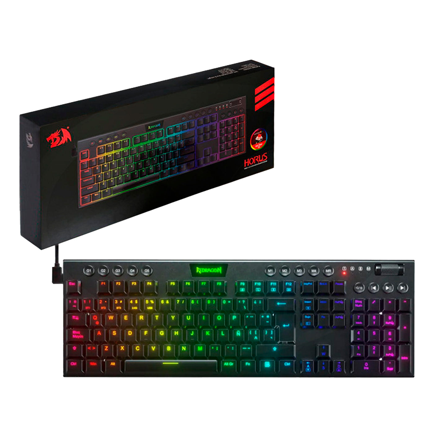 Teclado Mecánico Redragon HORUS FS K619-RGB-SP BLACK CABLEADO - Achorao
