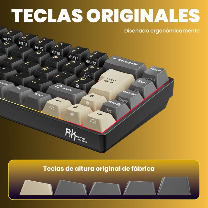 Teclado mecánico gamer Royal Kludge RK68 HE Cableado Español PHANTOM - MINT MAGNETIC SWITCH