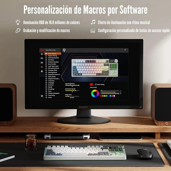 Teclado mecánico gamer Royal Kludge RK-S85 TKL Inalàmbrico - Achorao