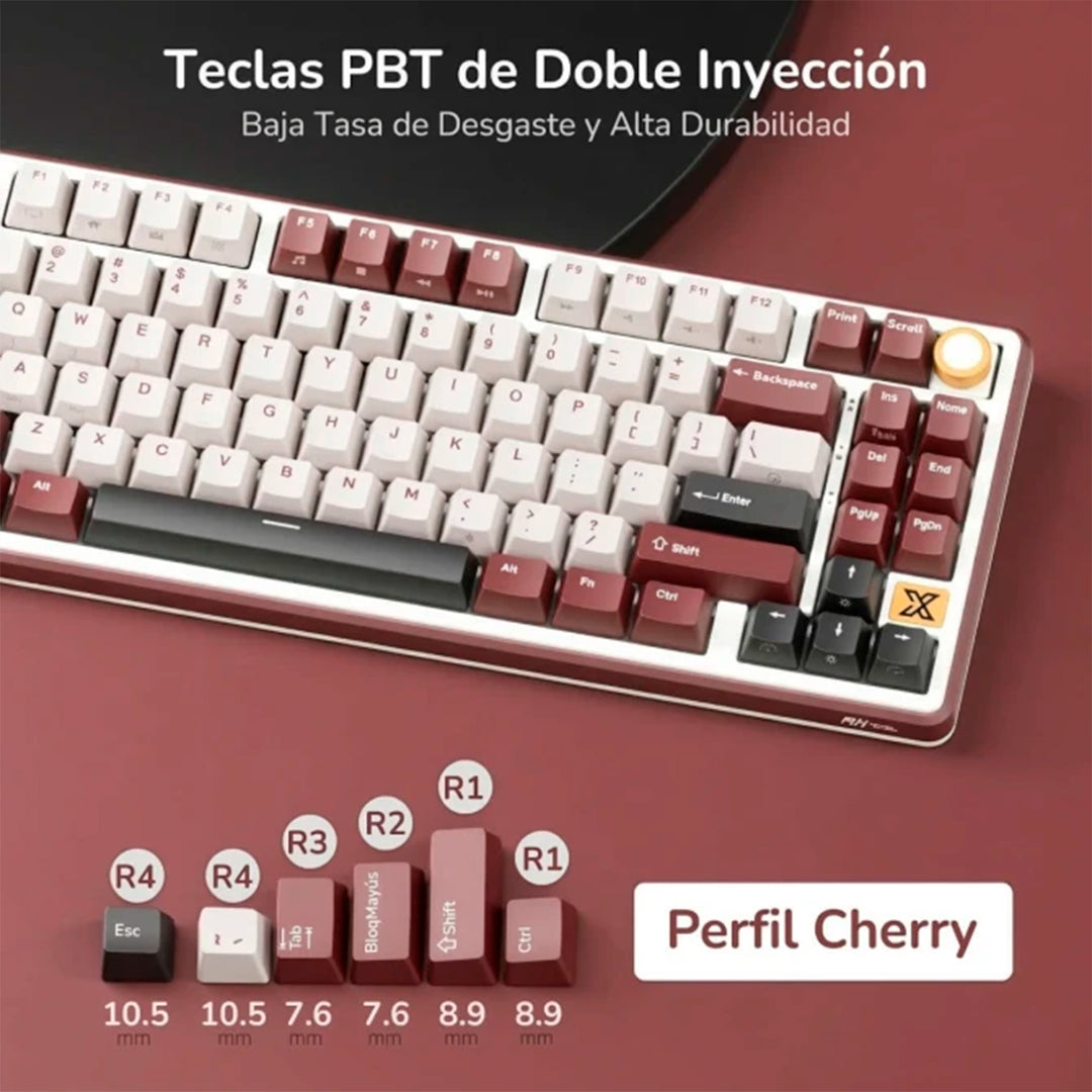 Teclado mecánico gamer Royal Kludge RK X87 Inalámbrico, Beige Switch