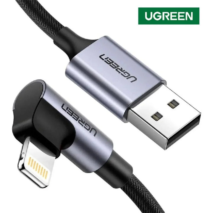 Cable Lightning a USB-A en Ángulo Recto UGREEN Gamer 1 Metro Negro, Modelo US299, PN 60521