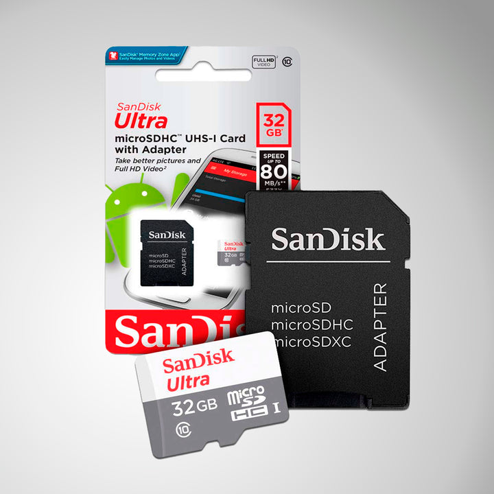 Memoria Flash SanDisk Ultra microSDHC, UHS-I, Class10, 32GB, incluye adaptador SD - Achorao