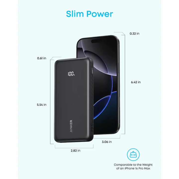 PowerBank ANKER Zolo (10K, 22.5W, Built-In USB-C Cable)